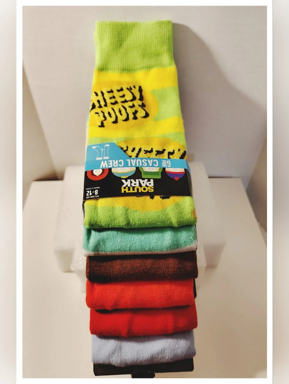 'SOUTH PARK' 6-Pair of Novelty Crew Socks - Fits Shoe Size 8-12 *NIP*